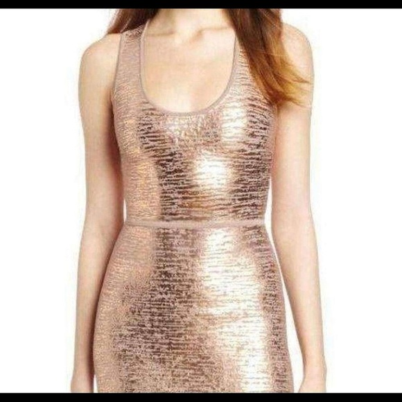 BCBG Gisela Criss Cross Foil Bodycon Dress sz S - Picture 3 of 11